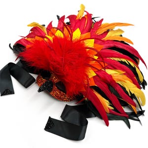 Rise From The Ashes Phoenix Coque Feather & Fire Opal Swarovski Crystals Masquerade Mask image 5