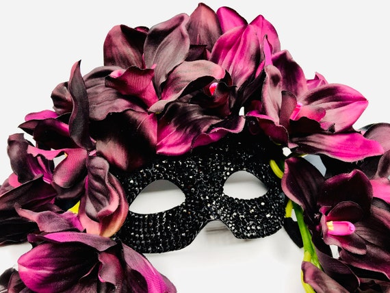 Orchid Darkness Cymbidium Orchids & Black Swarovski Crystals