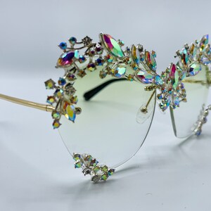 Prismaria AB Rainbow Rhinestone Oversized Butterfly Sunglasses
