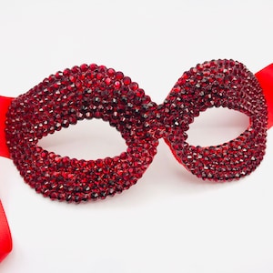 Ruby Red Swarovski Crystal Masquerade Eye Mask