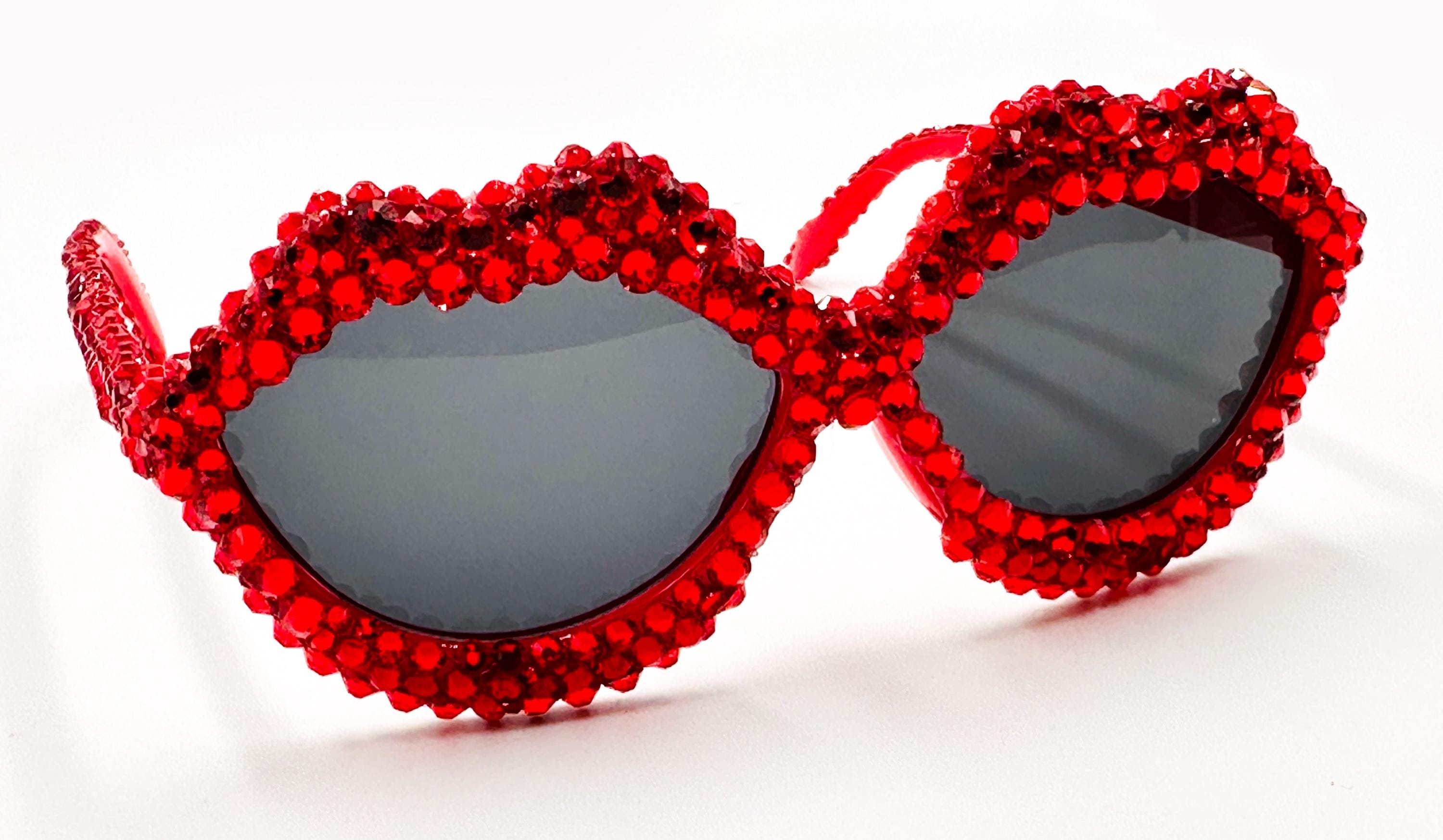Elegant Red Sunglasses with Crystal Details Crap® Eyewear | The Funk Daddy Cherry Red Bio Wraparound  main image 2