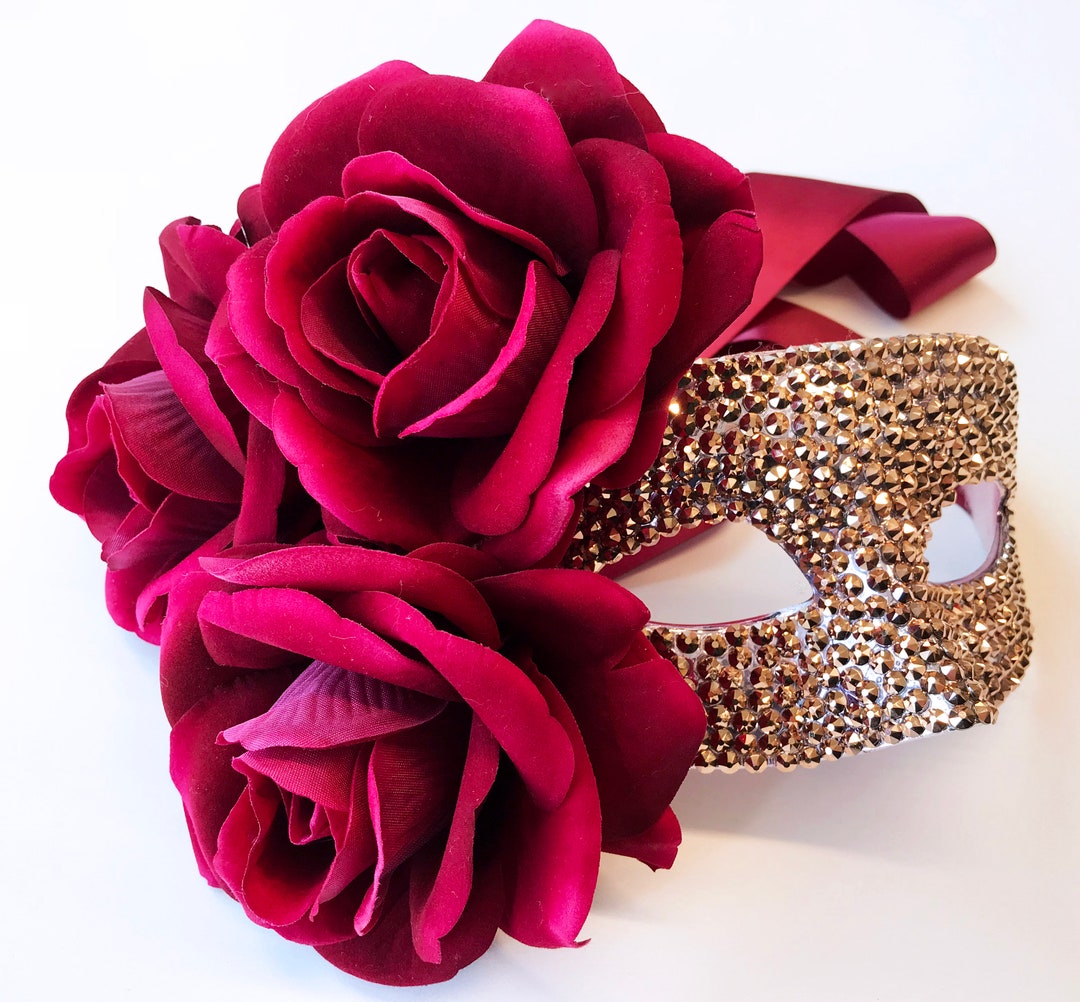 A Romance of Roses: Ruby Red Velvet Roses and Rose Gold Crystals ...