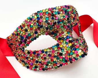 Jewel Storm Rainbow Crystal Masquerade Mask
