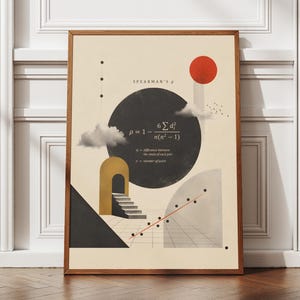 Spearman's Rho Poster, Bauhaus Statistics Wall Art, Correlation Analysis Print, Academic Office Decor | Digital Download