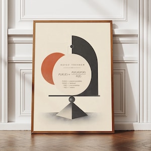 Bayes’ Theorem Poster, Bauhaus Statistics Wall Art, Probability Print for Academic Office | Digital Download