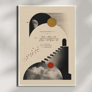 Pearson's r Poster, Bauhaus Statistics Wall Art, Correlation Analysis Print, Academic Office Decor | Digital Download