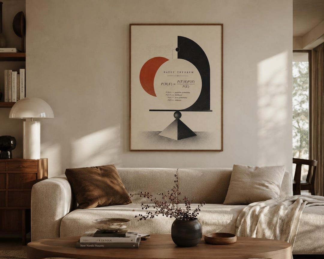 Bayes’ Theorem Poster, Bauhaus Statistics Wall Art, Probability Formula ...