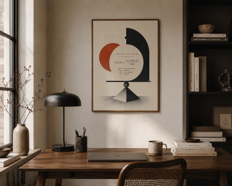 Bayes’ Theorem Poster, Bauhaus Statistics Wall Art, Probability Formula ...