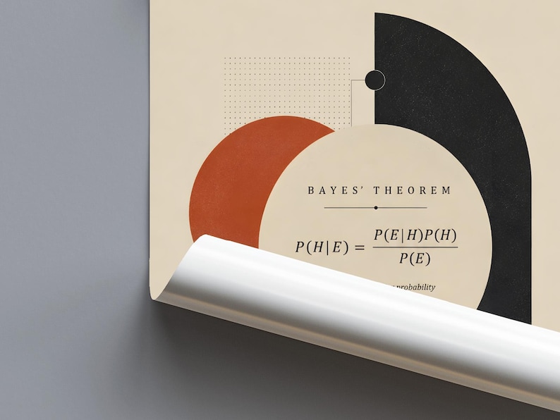 Bayes’ Theorem Poster, Bauhaus Statistics Wall Art, Probability Formula ...