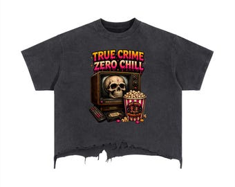 No Chill Boxer TV Skull Tee: True Crime Sarcastic