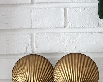 Vintage Brass Shell Bookends