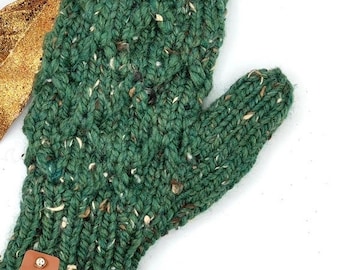 Fleece Lined Mittens - Honeycomb Collection Kale Green