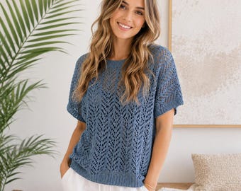Crochet Lace Top Pattern Lace Stitch Pattern Crochet Lace Summer Shirt Pattern Crochet Beach Shirt Pattern Gift for her Digital Download