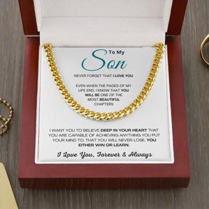 Mooiste Hoofdstukken Zoon Cadeau, Cubaanse Schakelketting voor Mannen, Je Wint Of Leert Afstudeercadeau, Betekenisvol Cadeau van Ouders
