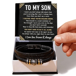 Meningsfull present till son, armband för emotionellt stöd från mamma eller pappa, läderarmband till son, uppmuntrande present, minnespresent