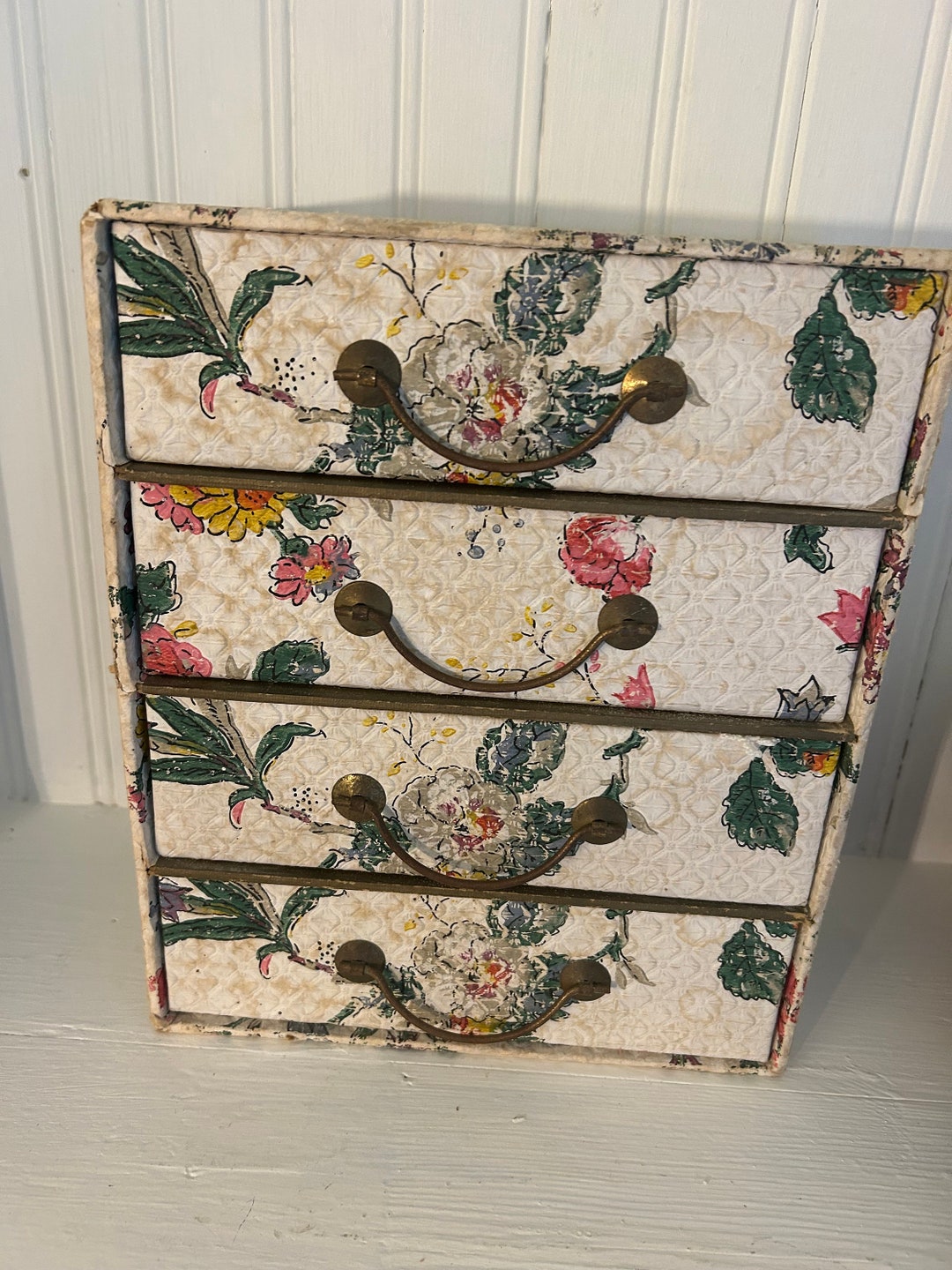 Vintage French Wallpaper Chest of Drawers Etsy