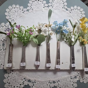 Vintage silverware bud vases