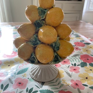 Vintage Italian lemon centerpiece majolica