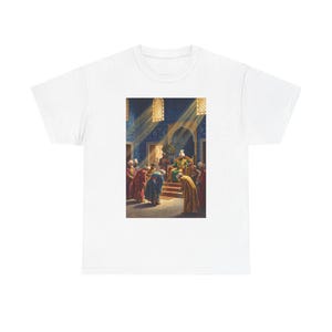 Topkapi Palace T-Shirt | Ottoman Court Golden Age Illustration Wall Art | Historical Throne Room Oil Painting Print | Turkey History Gift