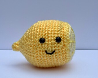 Crochet Lemon Gift • Cute Face & Bum • Funny Handmade Collectible (Not a Toy)