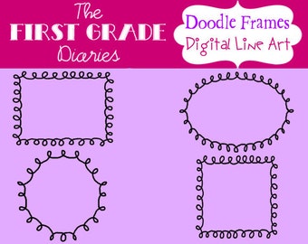 Doodled Digital Frames and Journal Tags --BUY 2, GET 1 FREE