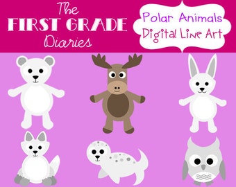Polar Arctic Animals Digital Clip Art Set --BUY 2, GET 1 FREE