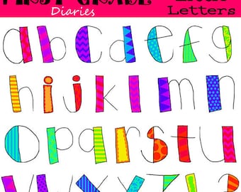 Cute Little Letters Digital Alphabet Clip Art --BUY 2, GET 1 FREE