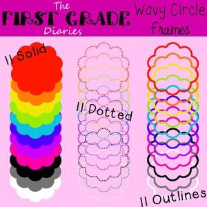 Wavy Circle Frames Digital Clip Art Journal Tags -- Buy 2 GET 1 FREE