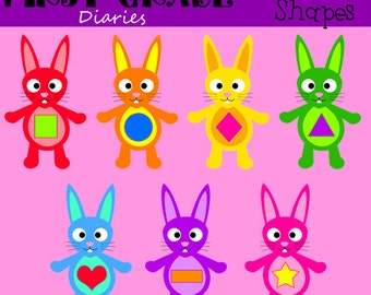 Bunny Shapes Digital Clip Art Set Circle Square Rectangle Triangle-- Buy 2 GET 1 FREE
