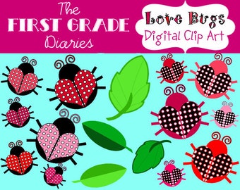 Love Bugs Valentine's Day Heart Lady Bugs--BUY 2, GET 1 FREE