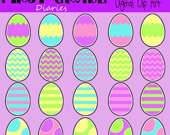Colorful Easter Eggs and Baskets Digital Clip Art -- BUY 2, GET 1 FREE