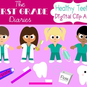 Healthy Teeth Dental Digital Clip Art --Buy 2, Get 1 FREE