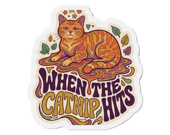 When The Catnip Hits Magnet: Funny Psychedelic Cat Fridge Magnet