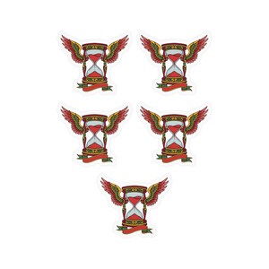 Winged Hourglass Sticker Sheet, Set of 5: Tattoo Flash