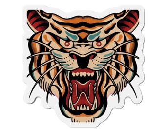 Tiger Head Magnet: Old School Tattoo Flash Art