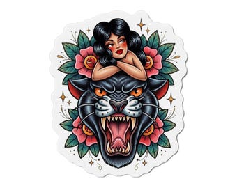 Panther Pinup Magnet: Old School Tattoo Flash Art