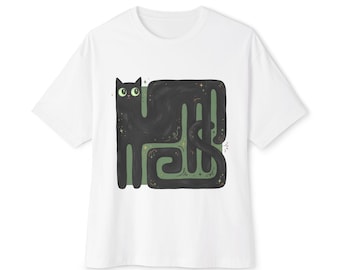Long Black Cat Graphic Tee: Funny Stretchy Noodle Cat Shirt