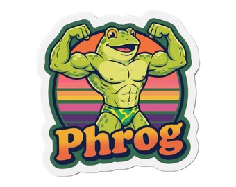 Phrog Magnet: Funny Swole Frog Bodybuilder Fridge Magnet