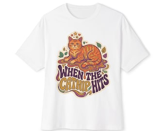 When The Catnip Hits Graphic Tee: Funny Trippy Cat T-Shirt