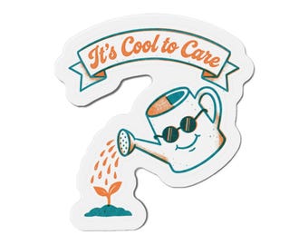 Funny Watering Can Fridge Magnet: Care Vinyl Sticker