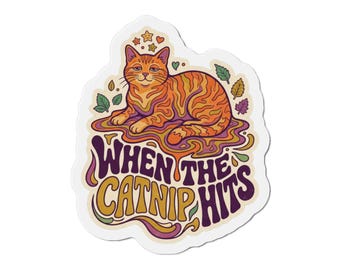 When The Catnip Hits Magnet: Funny Psychedelic Cat Fridge Magnet