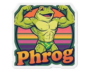 Phrog Magnet: Funny Swole Frog Bodybuilder Fridge Magnet
