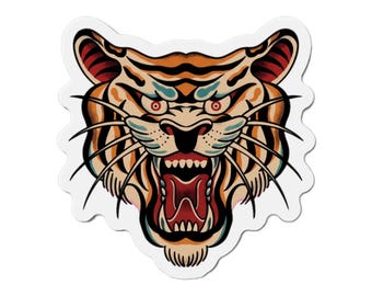 Tiger Head Magnet: Old School Tattoo Flash Art