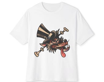Top Hat Wolf Graphic Tee: Card Shark Tattoo Art Shirt