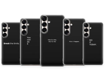 Minimalistyczne etui na telefon z motywującym cytatem, czarne etui z typografią na iPhone'a 17, 16, 15, 14, 13, 12, 11, Samsunga S25, S24, S23, Pixela 10, 9, 8, 7