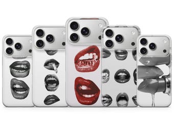 Custodia per telefono Premium Lips & Pop Art, cover di lusso estetica di design per iPhone 17, 16, 15, 14, 13, 12, Samsung S25, S24, S23, Pixel 10, 9, 8, 7,