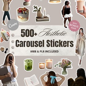500+ Carousel Stickers, Canva Templates, Editable (PLR MRR)