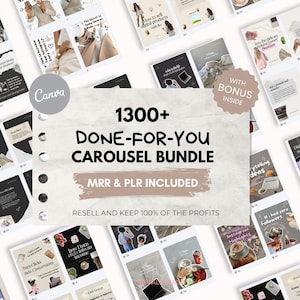 Pack de plus de 1300 modèles Canva pour carrousels Instagram prêts à l'emploi (MRR et PLR)