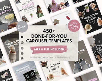 Pacchetto di oltre 450 modelli di carosello Instagram pronti all'uso (MRR e PLR)