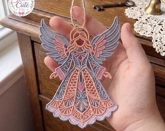 Pastel Angel Ornament FSL Embroidery Design | Freestanding Lace Angel (Digital File)